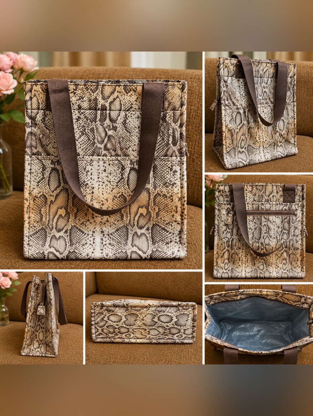 Snake Print Insulated Lunch Tote Bag – NWT